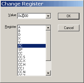 Change Register dialog